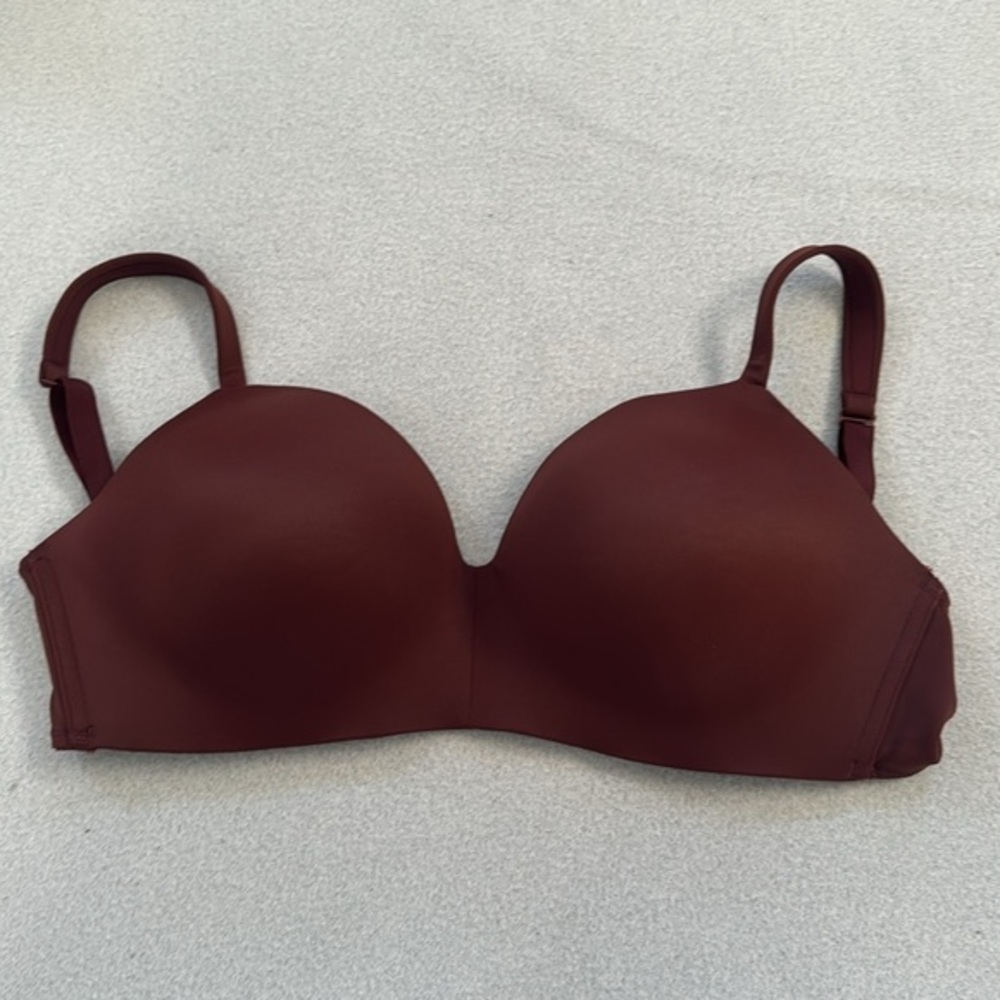 Cacique Lightly Lined T-Shirt Bra‎ wireless chocolate brown nude deep skin 32F
